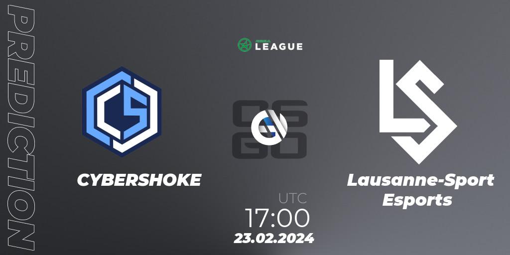 CYBERSHOKE - Lausanne-Sport Esports: Maç tahminleri. 23.02.2024 at 17:00, Counter-Strike (CS2), ESEA Season 48: Advanced Division - Europe