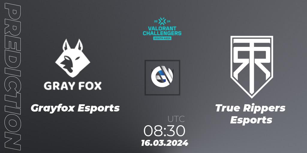 Grayfox Esports - True Rippers Esports: Maç tahminleri. 16.03.24, VALORANT, VALORANT Challengers 2024: South Asia Split 1 - Cup 1