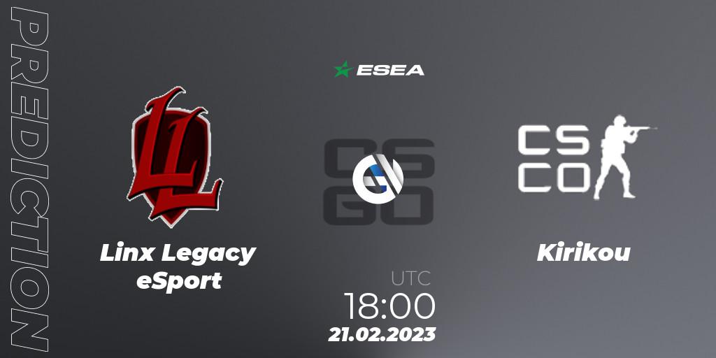 Linx Legacy eSport - Kirikou: Maç tahminleri. 26.02.2023 at 19:30, Counter-Strike (CS2), ESEA Season 44: Advanced Division - Europe