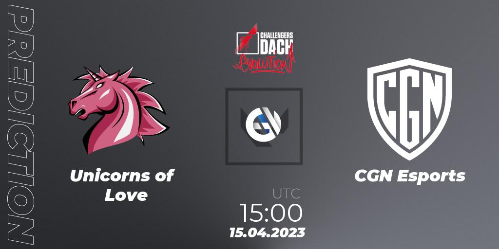 Unicorns of Love - CGN Esports: Maç tahminleri. 15.04.2023 at 15:00, VALORANT, VALORANT Challengers DACH: Evolution Split 2 - Regular Season