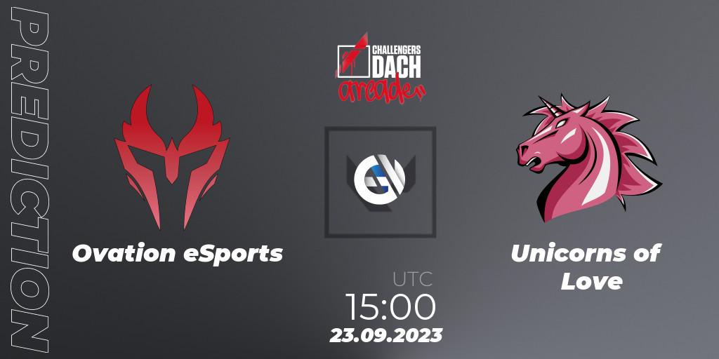 Ovation eSports - Unicorns of Love: Maç tahminleri. 23.09.2023 at 15:00, VALORANT, VALORANT Challengers 2023 DACH: Arcade