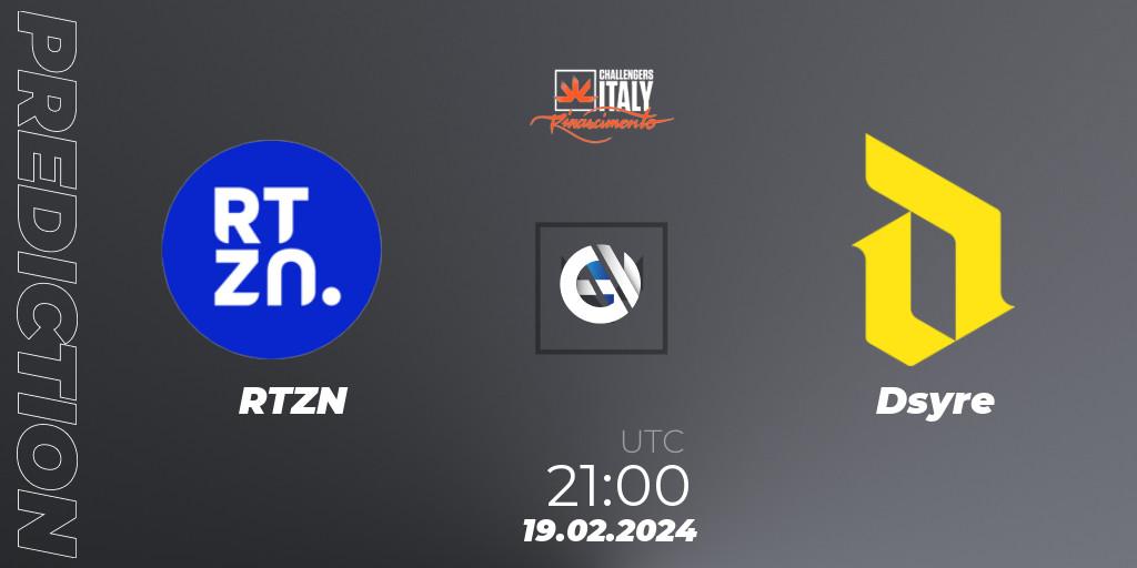 RTZN - Dsyre: Maç tahminleri. 19.02.2024 at 21:40, VALORANT, VALORANT Challengers 2024 Italy: Rinascimento Split 1