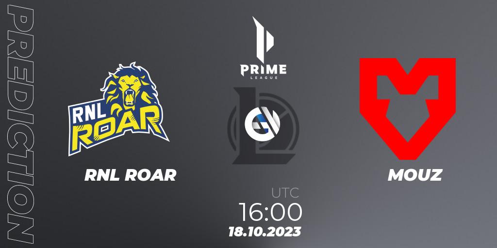 RNL ROAR - MOUZ: Maç tahminleri. 18.10.2023 at 18:00, LoL, Prime League Pokal 2023