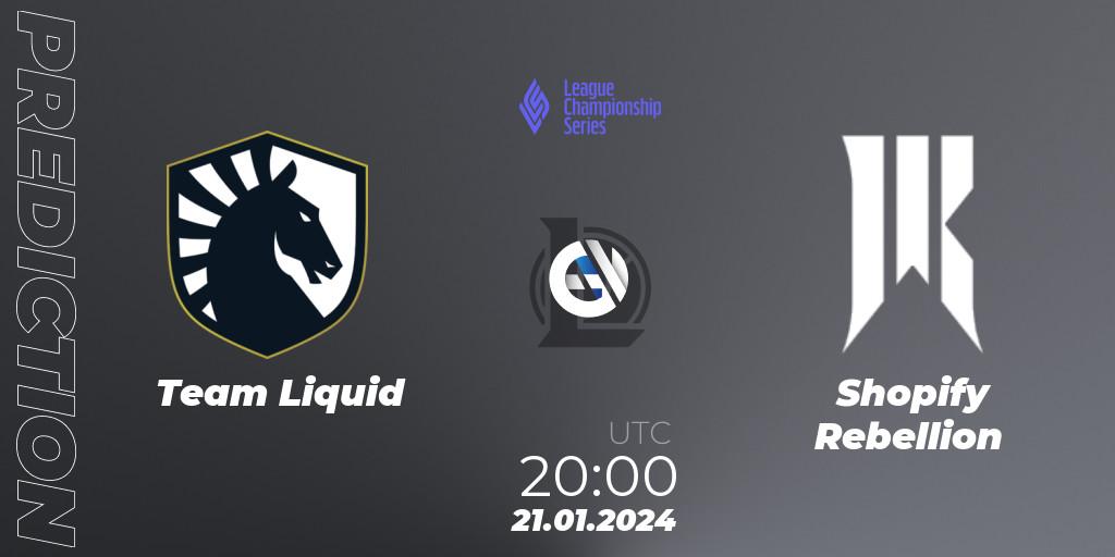 Team Liquid - Shopify Rebellion: Maç tahminleri. 21.01.2024 at 20:00, LoL, LCS Spring 2024 - Group Stage