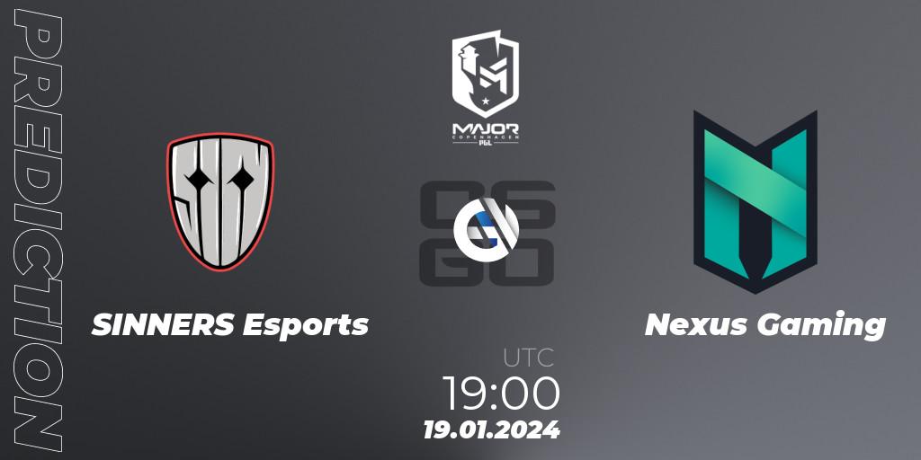 SINNERS Esports - Nexus Gaming: Maç tahminleri. 19.01.2024 at 19:00, Counter-Strike (CS2), PGL CS2 Major Copenhagen 2024 Europe RMR Closed Qualifier