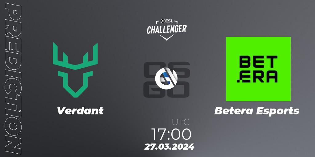 Verdant - Betera Esports: Maç tahminleri. 27.03.2024 at 17:00, Counter-Strike (CS2), ESL Challenger #57: European Open Qualifier