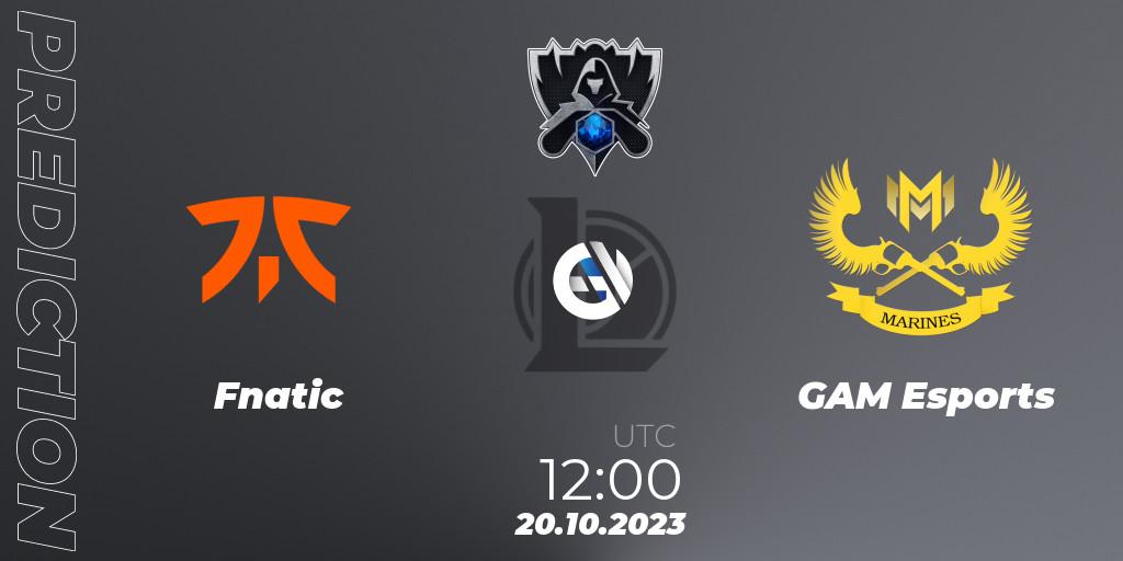 Fnatic - GAM Esports: Maç tahminleri. 20.10.2023 at 08:30, LoL, Worlds 2023 LoL - Group Stage