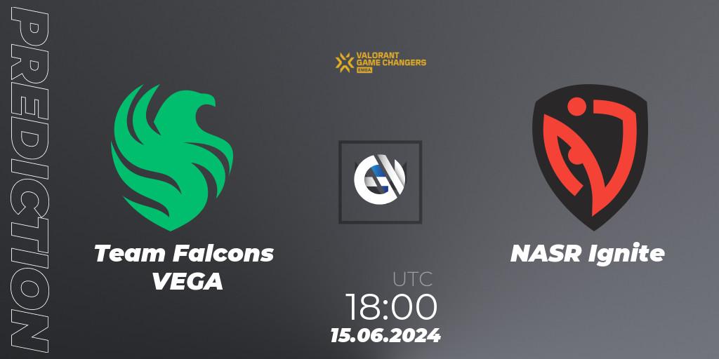 Team Falcons VEGA - NASR Ignite: Maç tahminleri. 15.06.2024 at 18:00, VALORANT, VCT 2024: Game Changers EMEA Stage 2