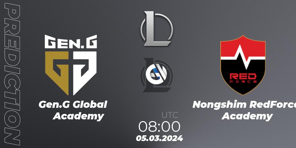 Gen.G Global Academy - Nongshim RedForce Academy: Maç tahminleri. 05.03.2024 at 08:00, LoL, LCK Challengers League 2024 Spring - Group Stage