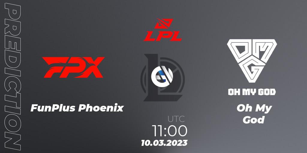 FunPlus Phoenix - Oh My God: Maç tahminleri. 10.03.2023 at 11:00, LoL, LPL Spring 2023 - Group Stage