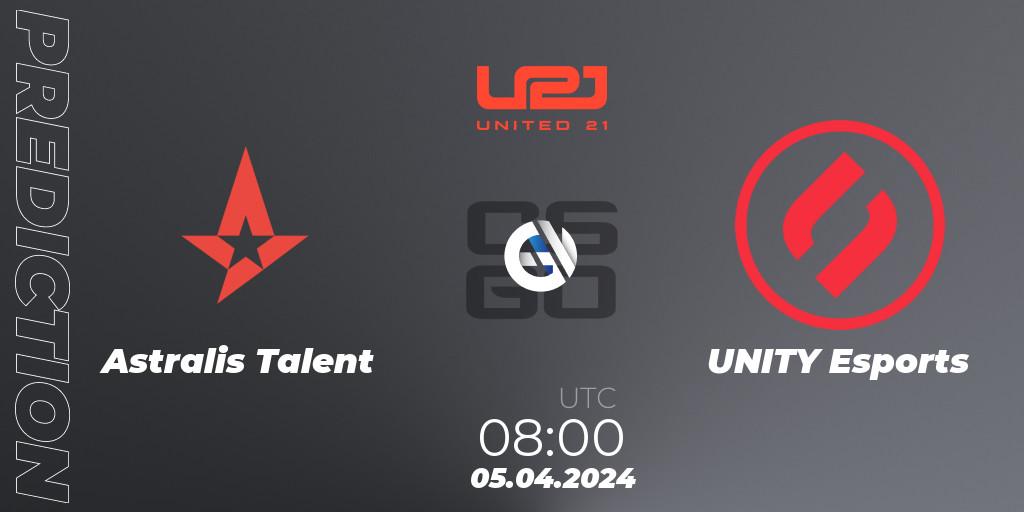 Astralis Talent - UNITY Esports: Maç tahminleri. 05.04.2024 at 14:00, Counter-Strike (CS2), United21 Season 14