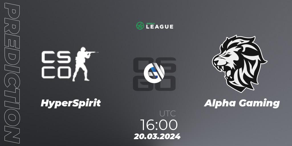 HyperSpirit - Alpha Gaming: Maç tahminleri. 20.03.2024 at 16:00, Counter-Strike (CS2), ESEA Season 48: Main Division - Europe