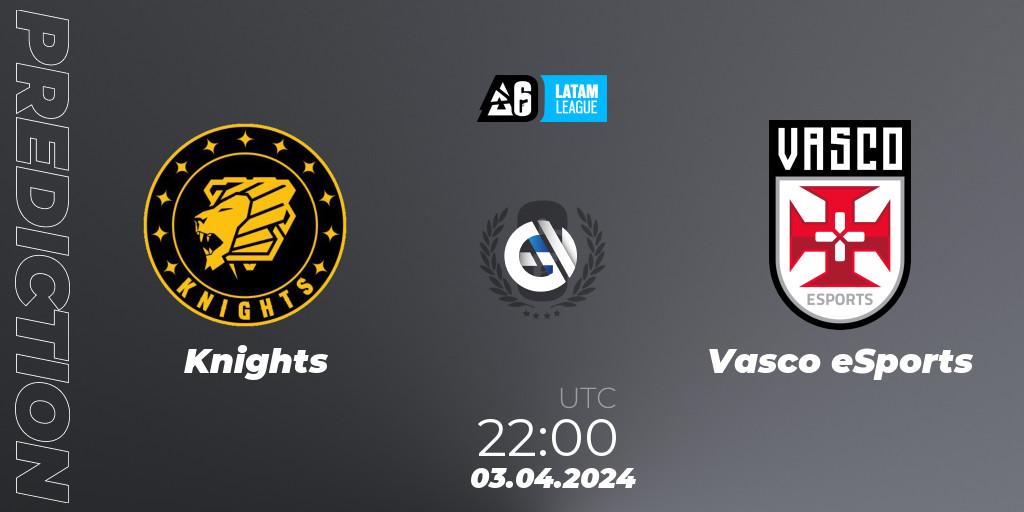 Knights - Vasco eSports: Maç tahminleri. 03.04.2024 at 22:00, Rainbow Six, LATAM League 2024 - Stage 1: LATAM South