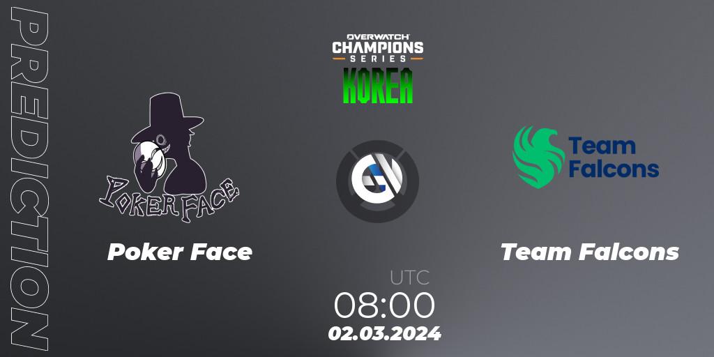 Poker Face - Team Falcons: Maç tahminleri. 02.03.2024 at 08:00, Overwatch, Overwatch Champions Series 2024 - Stage 1 Korea