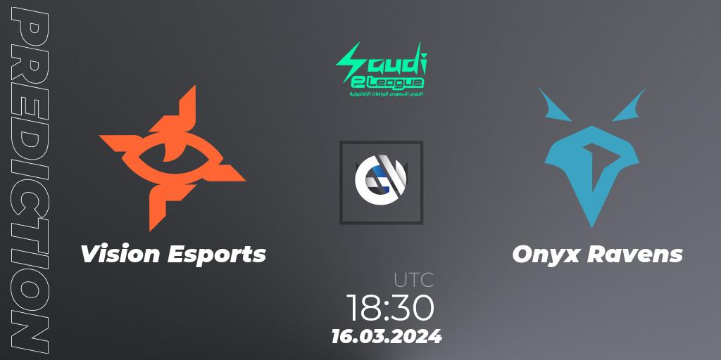 Vision Esports - Onyx Ravens: Maç tahminleri. 17.03.2024 at 18:30, VALORANT, Saudi eLeague 2024: Major 1