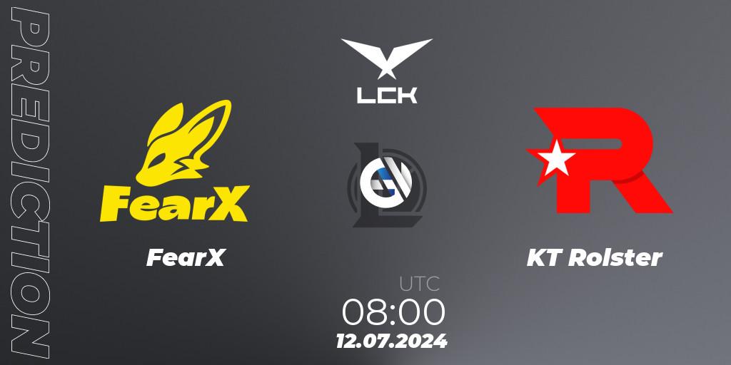 FearX - KT Rolster: Maç tahminleri. 12.07.2024 at 08:00, LoL, LCK Summer 2024 Group Stage