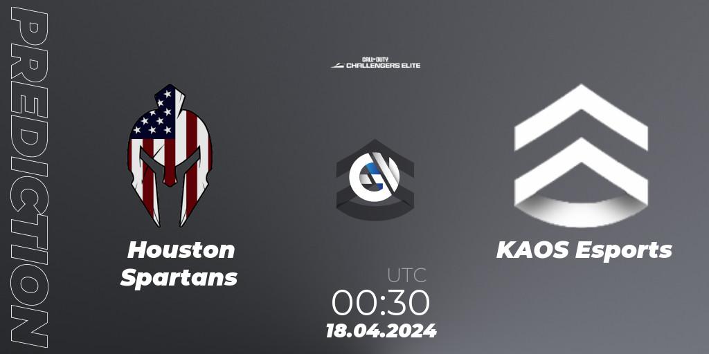 Houston Spartans - KAOS Esports: Maç tahminleri. 17.04.2024 at 23:30, Call of Duty, Call of Duty Challengers 2024 - Elite 2: NA