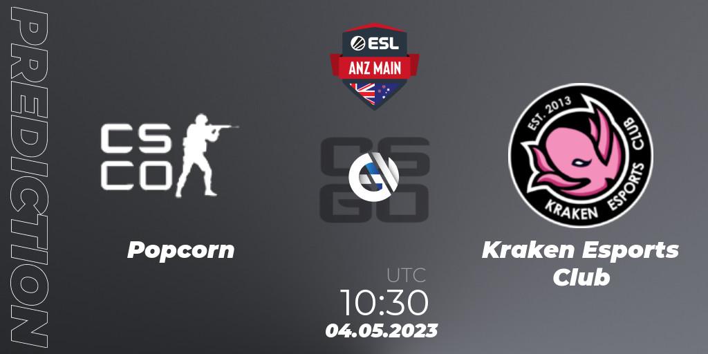 Popcorn - Kraken Esports Club: Maç tahminleri. 04.05.2023 at 10:30, Counter-Strike (CS2), ESL ANZ Main Season 16