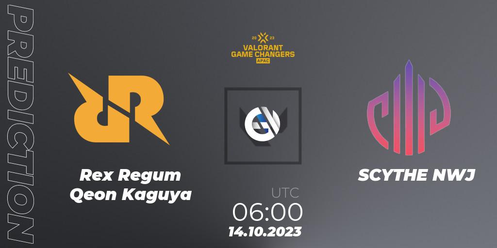 Rex Regum Qeon Kaguya - SCYTHE NWJ: Maç tahminleri. 14.10.2023 at 06:00, VALORANT, VCT 2023: Game Changers APAC Elite