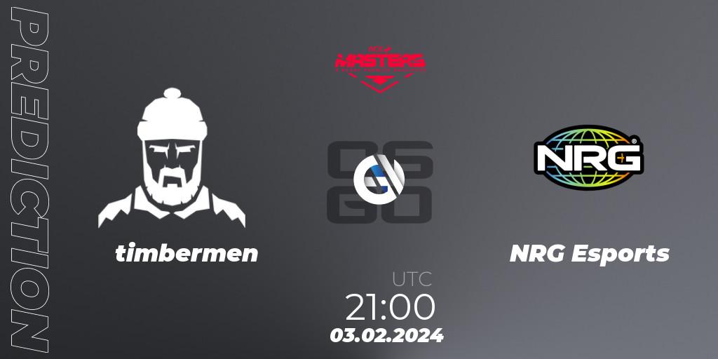 timbermen - NRG Esports: Maç tahminleri. 03.02.24, CS2 (CS:GO), ACE North American Masters Spring 2024 - A BLAST Premier Qualifier