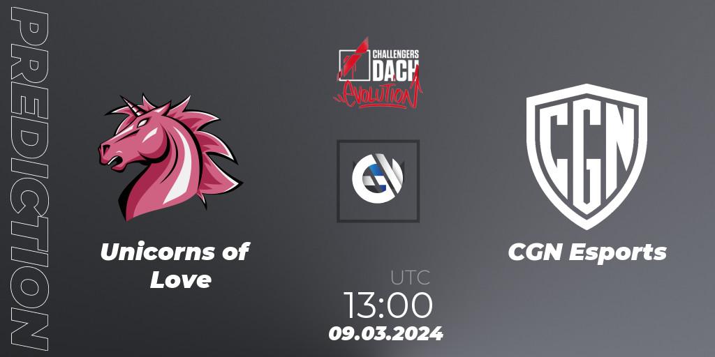 Unicorns of Love - CGN Esports: Maç tahminleri. 09.03.24, VALORANT, VALORANT Challengers 2024 DACH: Evolution Split 1