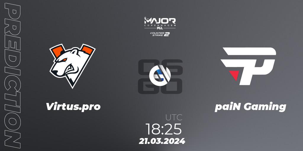 Virtus.pro - paiN Gaming: Maç tahminleri. 21.03.24, CS2 (CS:GO), PGL CS2 Major Copenhagen 2024