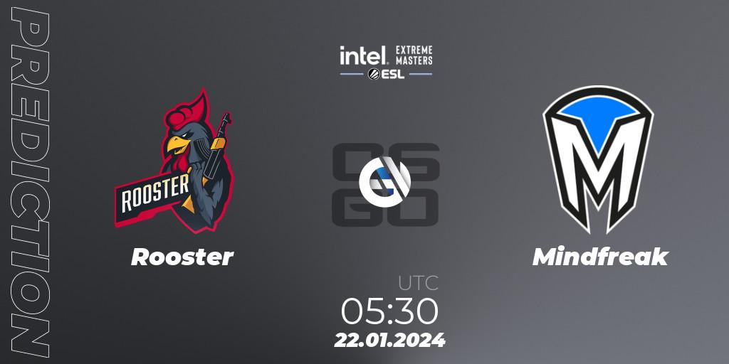 Rooster - Mindfreak: Maç tahminleri. 22.01.2024 at 05:30, Counter-Strike (CS2), Intel Extreme Masters China 2024: Oceanic Closed Qualifier