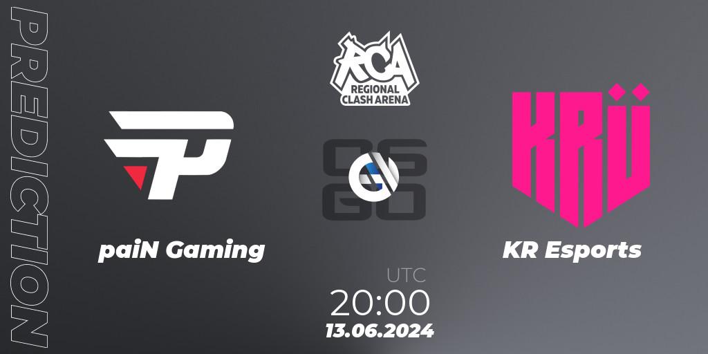 paiN Gaming - KRÜ Esports: Maç tahminleri. 13.06.2024 at 20:00, Counter-Strike (CS2), Regional Clash Arena South America
