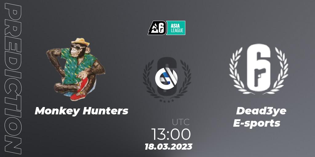 Monkey Hunters - Dead3ye E-sports: Maç tahminleri. 18.03.2023 at 13:00, Rainbow Six, South Asia League 2023 - Stage 1