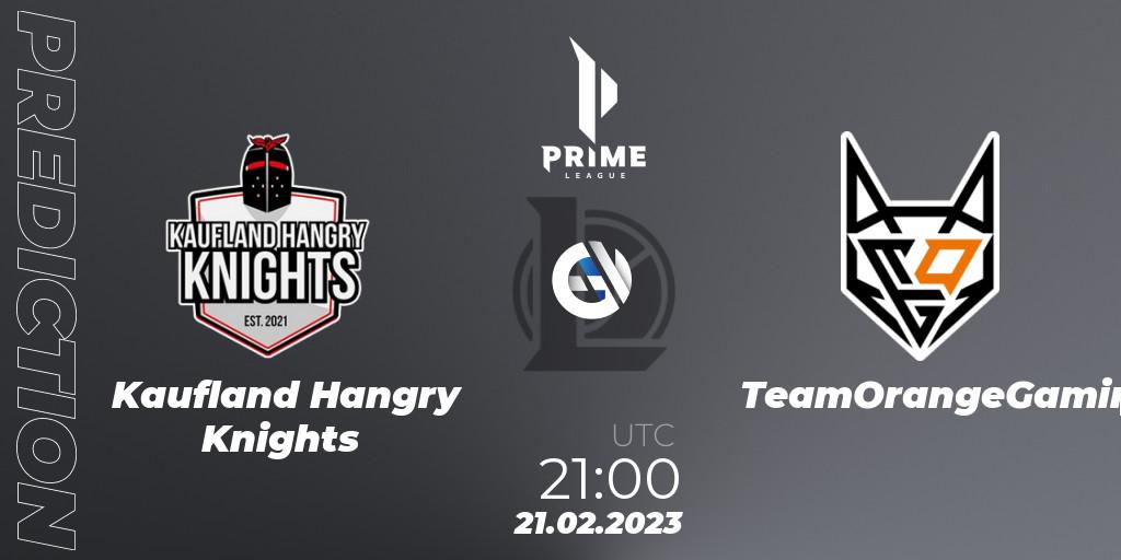 Kaufland Hangry Knights - TeamOrangeGaming: Maç tahminleri. 21.02.2023 at 21:00, LoL, Prime League 2nd Division Spring 2023 - Group Stage