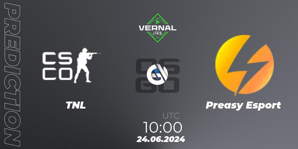 TNL - Preasy Esport: Maç tahminleri. 24.06.2024 at 10:00, Counter-Strike (CS2), ITES Vernal