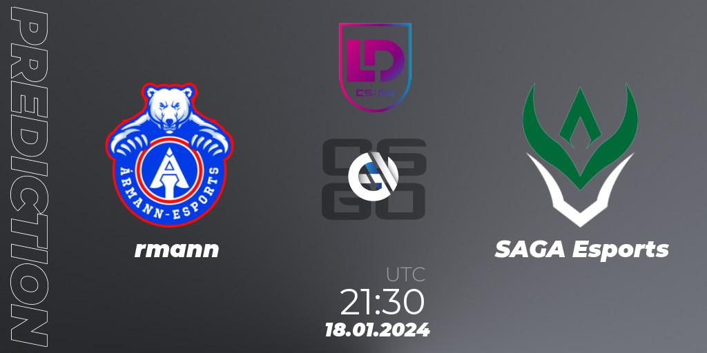 Ármann - SAGA Esports: Maç tahminleri. 18.01.24, CS2 (CS:GO), Icelandic Esports League Season 8: Regular Season
