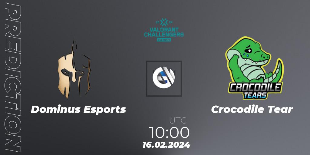Dominus Esports - Crocodile Tear: Maç tahminleri. 16.02.2024 at 10:00, VALORANT, VALORANT Challengers 2024 Vietnam: Split 1