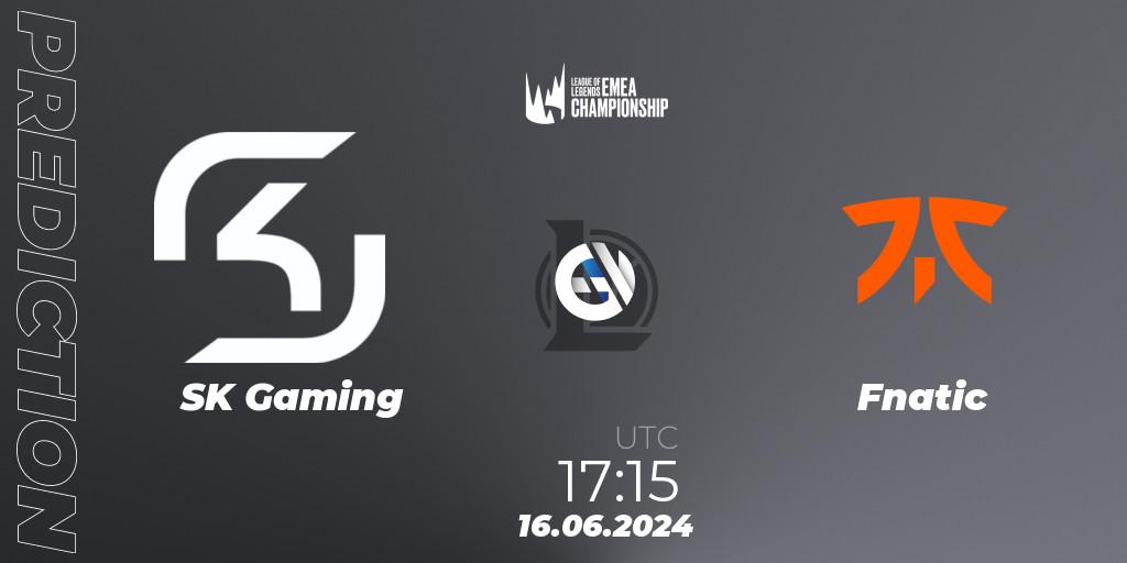 SK Gaming - Fnatic: Maç tahminleri. 16.06.2024 at 17:15, LoL, LEC Summer 2024 - Regular Season