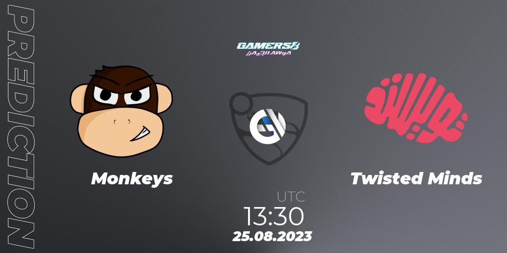 Monkeys - Twisted Minds: Maç tahminleri. 25.08.2023 at 13:30, Rocket League, Gamers8 2023