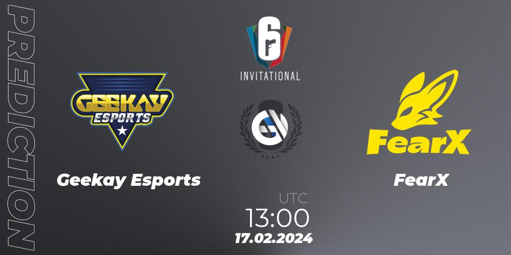 Geekay Esports - FearX: Maç tahminleri. 17.02.24, Rainbow Six, Six Invitational 2024 - Group Stage