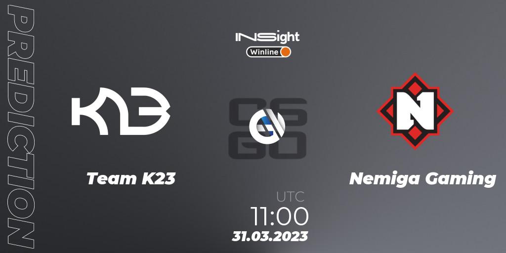 Team K23 - Nemiga Gaming: Maç tahminleri. 31.03.23, CS2 (CS:GO), Winline Insight Season 3