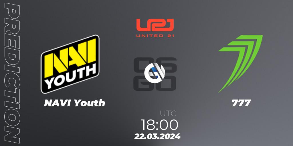 NAVI Youth - 777: Maç tahminleri. 22.03.2024 at 18:00, Counter-Strike (CS2), United21 Season 12: Division 2