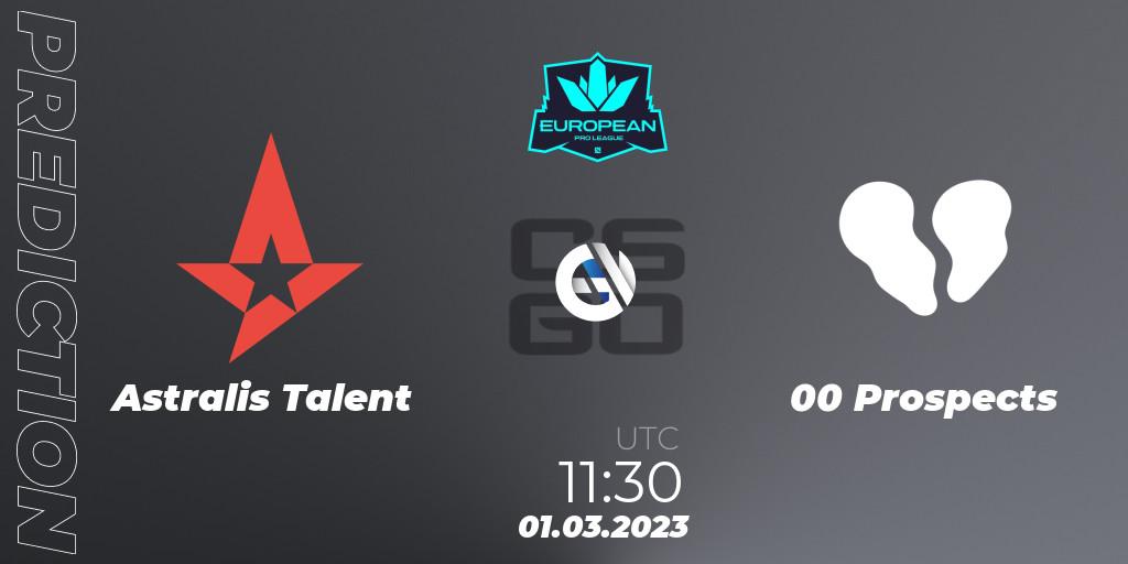 Astralis Talent - 00 Prospects: Maç tahminleri. 01.03.2023 at 11:30, Counter-Strike (CS2), European Pro League Season 6