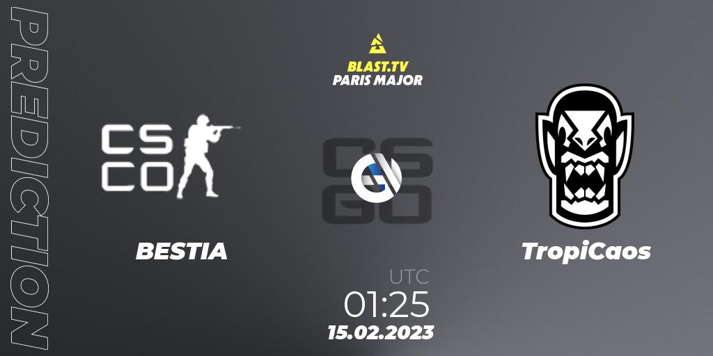 BESTIA - TropiCaos: Maç tahminleri. 15.02.2023 at 01:35, Counter-Strike (CS2), BLAST.tv Paris Major 2023 South America RMR Open Qualifier