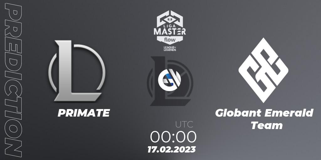 PRIMATE - Globant Emerald Team: Maç tahminleri. 17.02.2023 at 00:00, LoL, Liga Master Opening 2023 - Group Stage