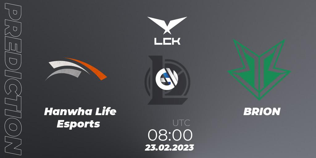 Hanwha Life Esports - BRION: Maç tahminleri. 23.02.2023 at 08:00, LoL, LCK Spring 2023 - Group Stage