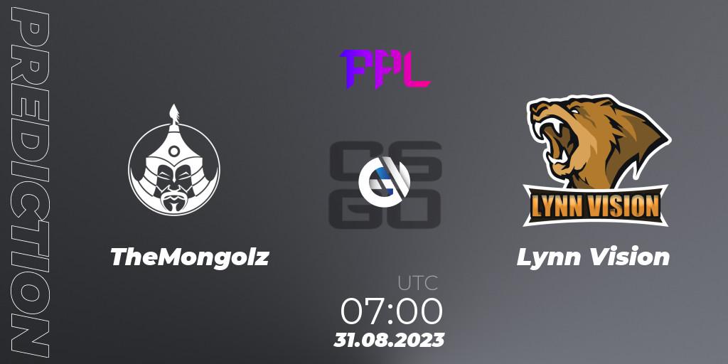 TheMongolz - Lynn Vision: Maç tahminleri. 31.08.2023 at 07:00, Counter-Strike (CS2), Perfect World Arena Premier League Season 5