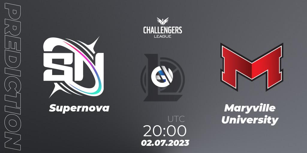 Supernova - Maryville University: Maç tahminleri. 18.06.2023 at 00:00, LoL, North American Challengers League 2023 Summer - Group Stage