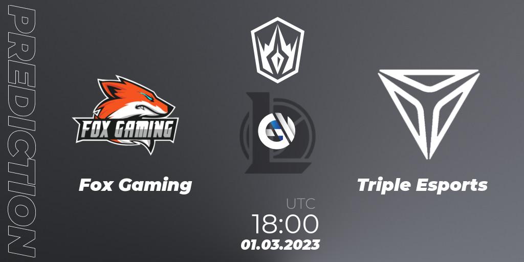 Fox Gaming - Triple Esports: Maç tahminleri. 01.03.2023 at 18:30, LoL, Arabian League Spring 2023