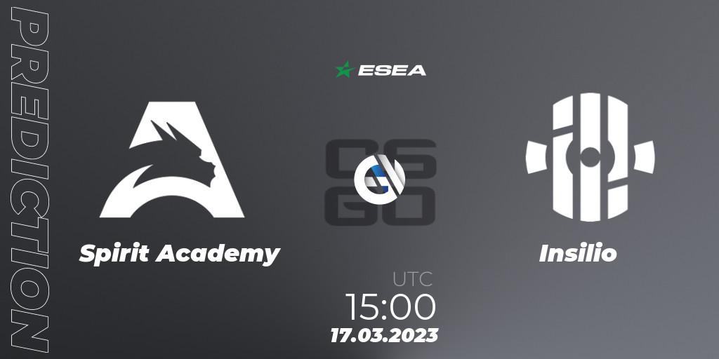 Spirit Academy - Insilio: Maç tahminleri. 17.03.2023 at 15:00, Counter-Strike (CS2), ESEA Season 44: Advanced Division - Europe
