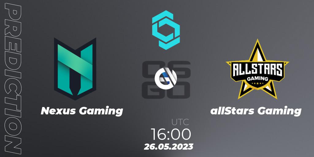 Nexus Gaming - allStars Gaming: Maç tahminleri. 26.05.2023 at 16:00, Counter-Strike (CS2), CCT North Europe Series 5 Closed Qualifier