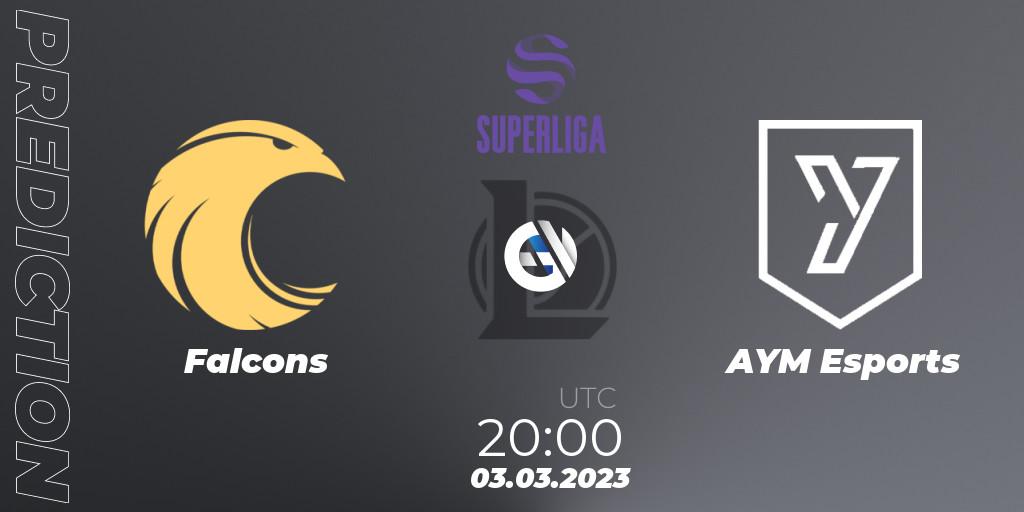 Falcons - AYM Esports: Maç tahminleri. 03.03.2023 at 20:00, LoL, LVP Superliga 2nd Division Spring 2023 - Group Stage