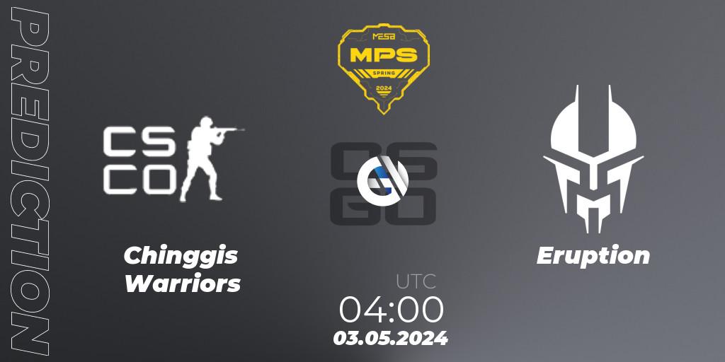 Chinggis Warriors - Eruption: Maç tahminleri. 03.05.2024 at 04:00, Counter-Strike (CS2), MESA Pro Series: Spring 2024