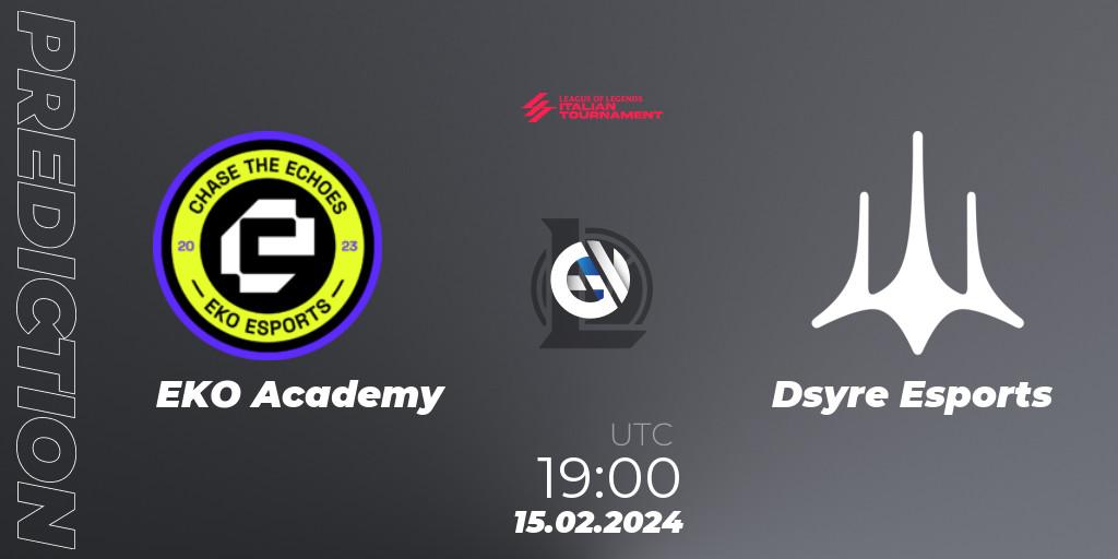 EKO Academy - Dsyre Esports: Maç tahminleri. 15.02.2024 at 19:00, LoL, LoL Italian Tournament Spring 2024